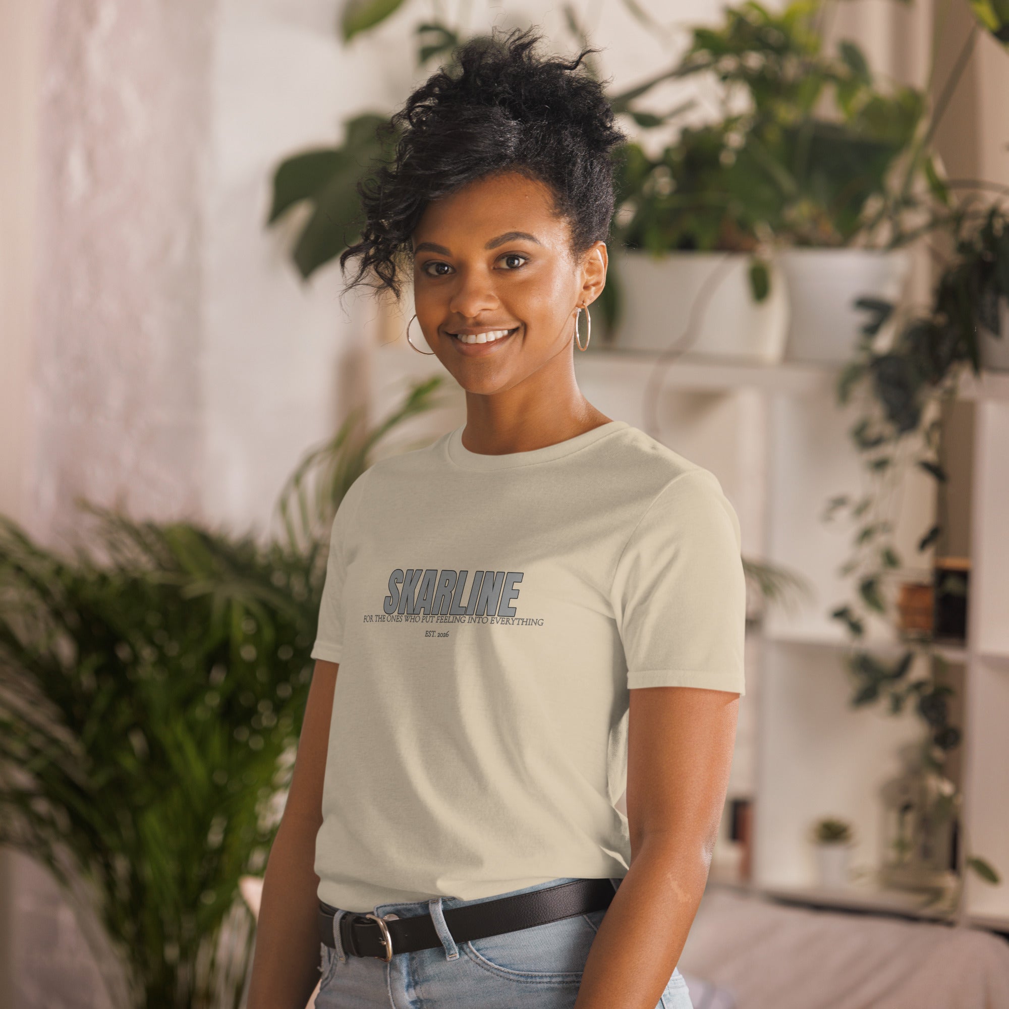 Skarline Tee in Sand — angled front view