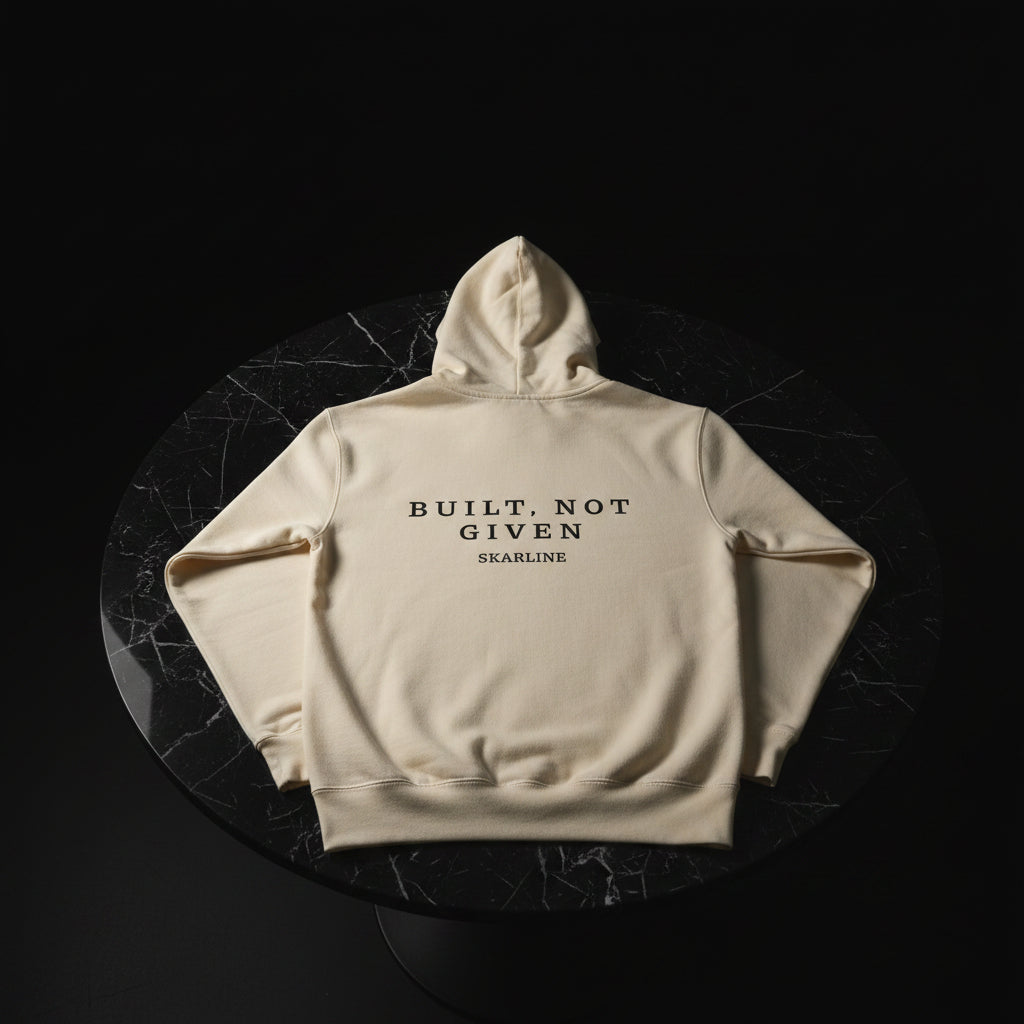 Built, Not Given Hoodie in Bone — Back View