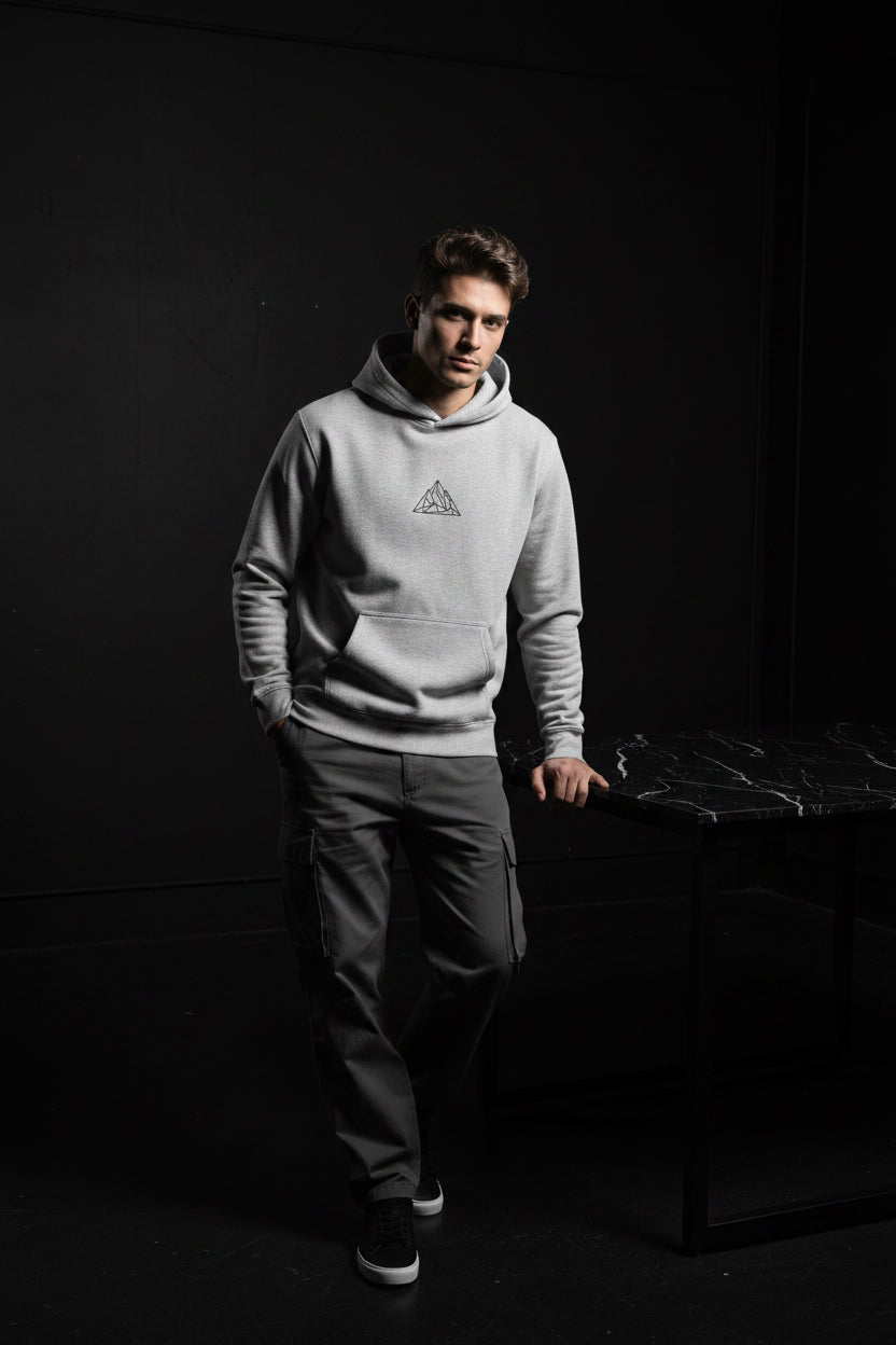 Even Shadows Hoodie in Athletic Heather — Back View