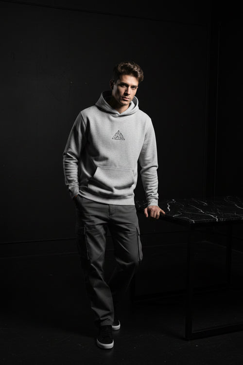 Even Shadows Hoodie in Athletic Heather — Back View