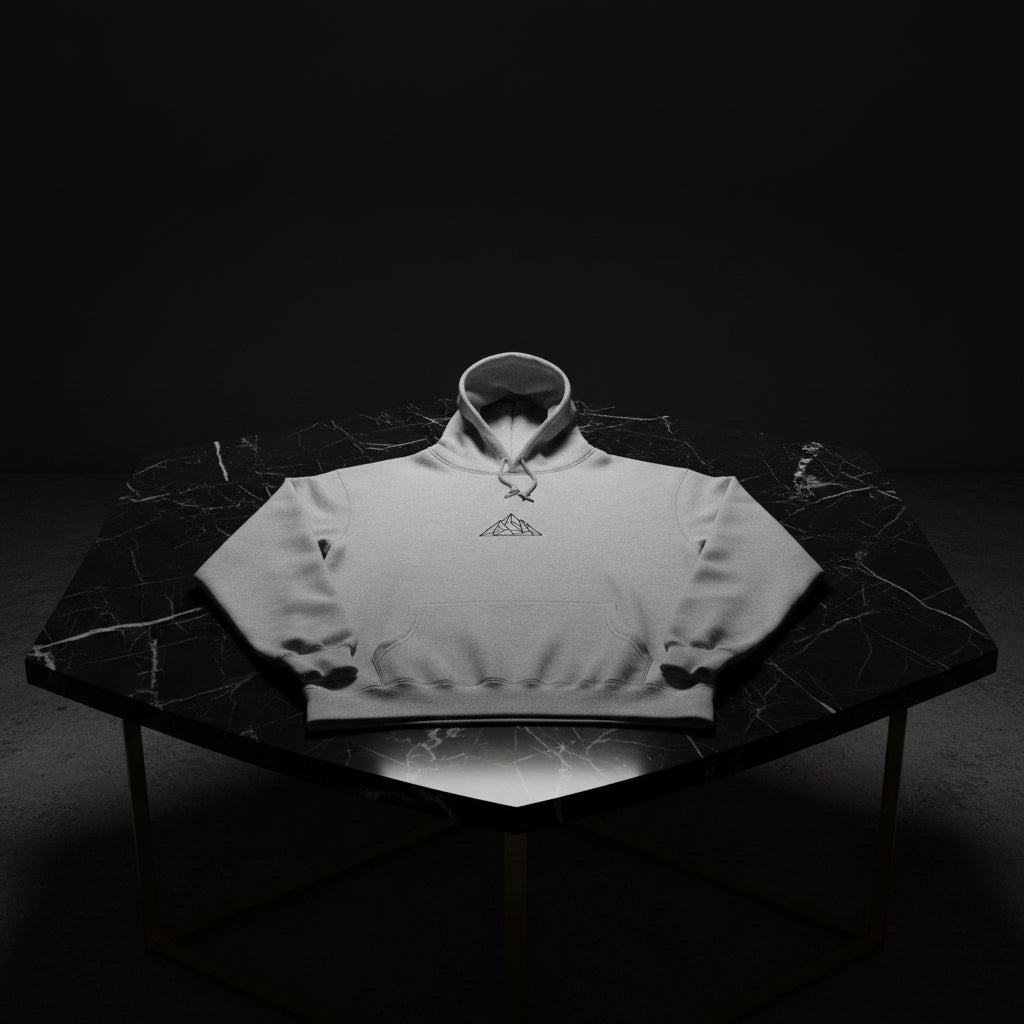 Even Shadows Hoodie in Athletic Heather — Side View